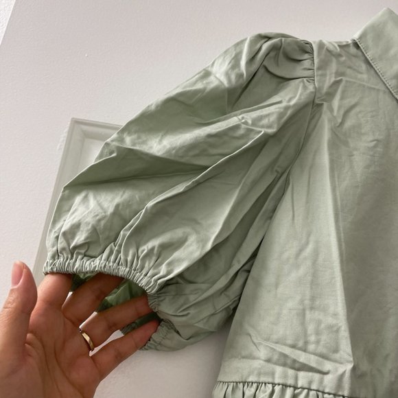 TCEC | NWOT | Puff Shoulder Shirt Dress | M | Sage | CD01967 - Picture 2 of 4